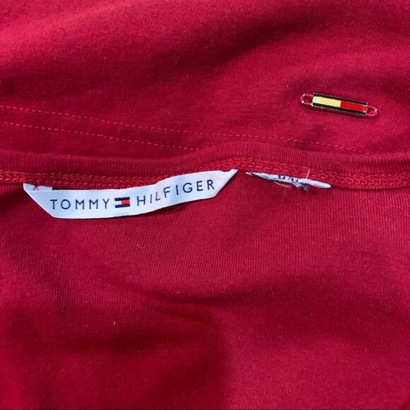 Tommy Hilfiger Tee Size M Vintage 90s y2k Red Cotton Rhinestone - Picture 3 of 10